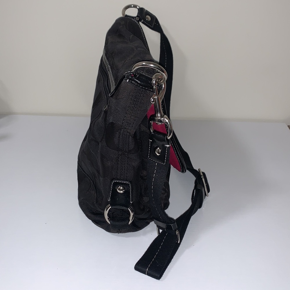 COACH Black Signature Canvas Crossbody Messenger Tote - Picture 2 of 10